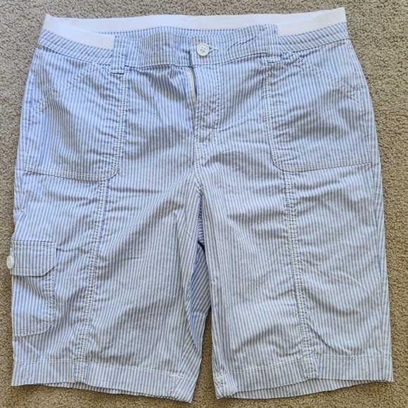 Blue & White Striped Cargo Bermuda Shorts - Picture 7 of 7
